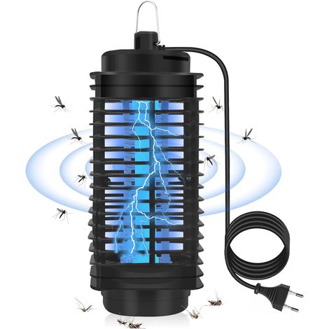 Lampe Anti Moustique UV Tue Mouche Electrique Intérieur et Extérieure, 360 ° Tueur D'Insectes Répulsif Anti Moustique Electrique, Piège à Mouches étanche IPX5,pour Camping Intérieur Extérieur-Noir (1/5)