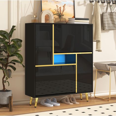 Schrank Schuhschrank Aufbewahrung 80x25x96 Schwarz OKMYHOME (1/5)