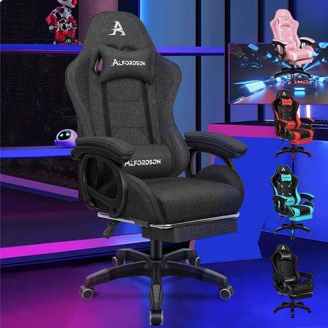 Gamingstuhl mit 2-Punkt-Massage und Fußstütze, Dunkelgrau (1/5)