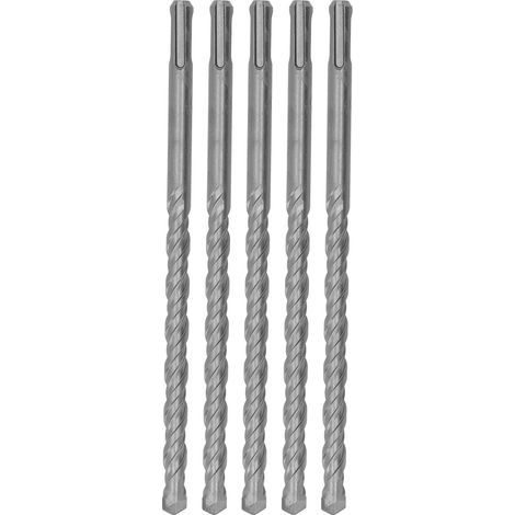 5 pièces forets à percussion avec pointe en carbure foret de marteau rotatif 2 spirales à cannelures pour béton de brique 210mm 12mm/0,47 pouces (1/5)