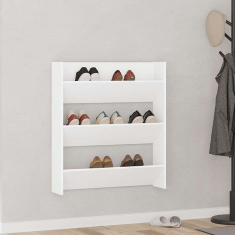 vidaXL Wand-Schuhschrank Weiß 80x18x90 cm Holzwerkstoff