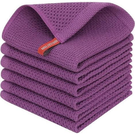 Torchon de cuisine - - Violet foncé - Coton - 33x33 cm - Lot de 6 (1/4)