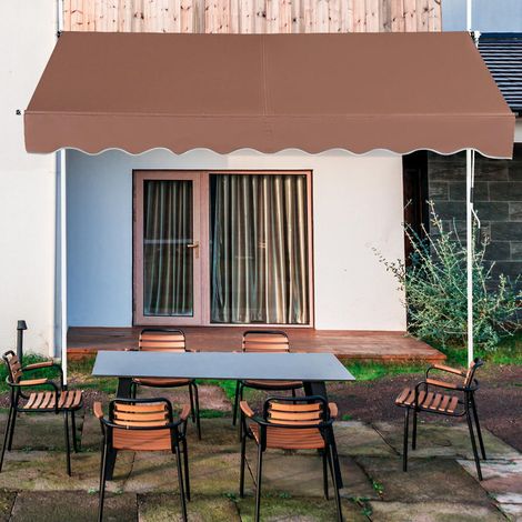 Protection Anti-UV Store Banne Rétractable 250cm Hauteur Réglable 200-300cm Manivelle Manuelle pour Balcon Terrasse Fenêtre (1/5)