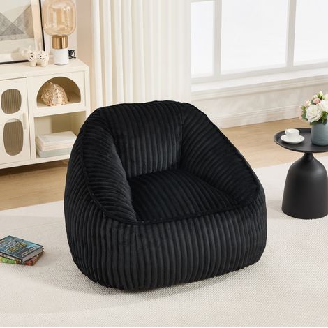 Sillón puff 46x43x29 cm chenilla negra y espuma viscoelástica para salón – MEUBLIV (1/5)