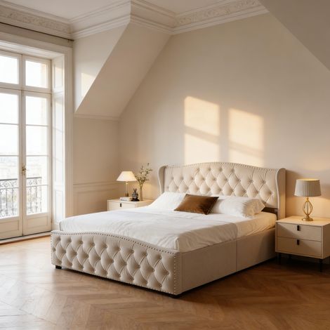Fauteuil Papasan en rotin, pivotant à 360°, avec coussin, diamètre 90 cm, rond, beige (1/5)