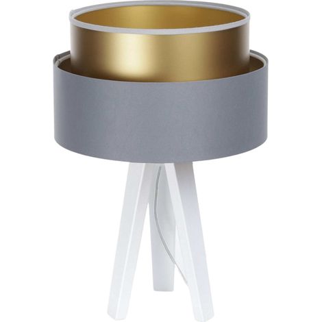 Lampe à poser satinée gris doré effet lumineux élégant - Gris satiné intérieur doré (1/5)