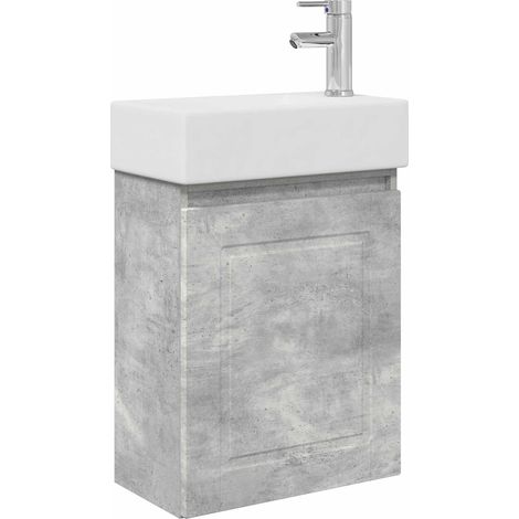 Bathroom Vanity Unit with Tap Concrete Grey 45.5 x 22.5 x 84 cm vidaXL