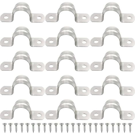 24 Pièces 25mm Tuyau Pince Carte en Acier Inoxydable 304 U-Tube Pince Anneau De Connexion Tuyau Pince Tuyau Clips en U Colliers de Serrage en U avec Vis pour Fixation du Support de Tuyau (1/5)