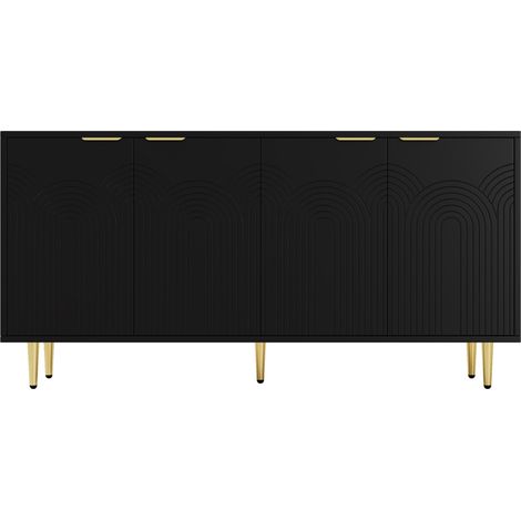 Buffet de salon noir 4 portes 160 x 80 x 40 cm HOMVRA (1/5)