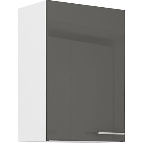 Küche Hängeschrank 50 Lara Grau Hochglanz + Weiss matt Küchenzeile Küchenblock (1/5)