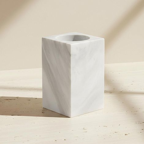 BATHBAZAAR - Gobelet blanc en marbre véritable mat (1/5)