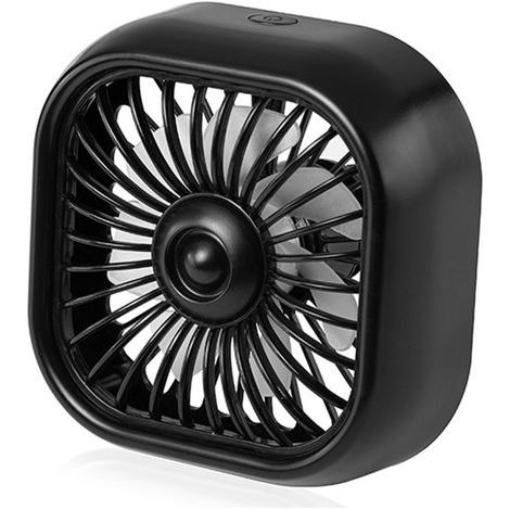 Ventilatore per auto da fissare alla bocchetta dell'aria, con luce colorata, 3 velocità, bassa rumorosità e porta USB (nero). (1/5)