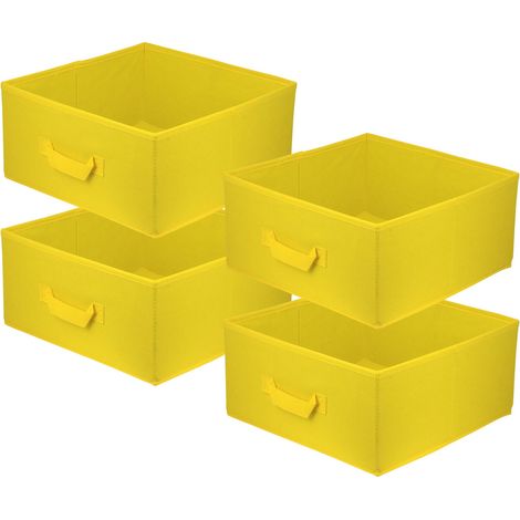 Boîte textile 31x31x15 jaune - Lot de 4