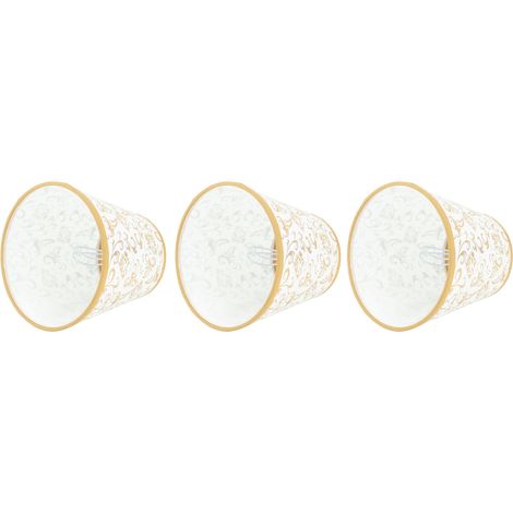 Stofflampenschirm mit Clipbefestigung für E14-Glühbirne, geeignet für Kronleuchter oder Tischlampen, 3er-Set, goldfarben (1/5)