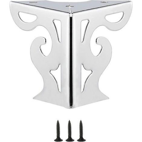 Pieds de meubles en fer forgé noir, design ajouré moderne, matériau métallique, faciles à installer, compatibles avec les canapés, les armoires et les tables, couleur argent. (1/5)
