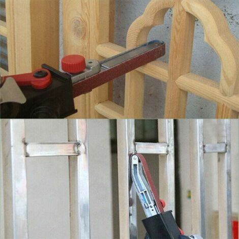 Ponceuse à bande pour meuleuses d'angle 115/125 – Puissance 800W – Largeur bande 15mm – 3 bandes abrasives incluses – Adaptateur M14
