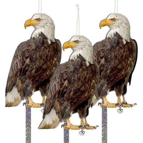 Eagle-shaped bird repellent with reflective strips and anti-pigeon bells (3 pieces).