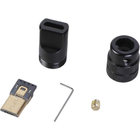 Adaptateur de remplacement pour connecteur USB mâle à 5 broches à souder, boîtier en alliage d'aluminium, personnalisable, compatible avec un câble de 6,0 mm, noir. (1/5)