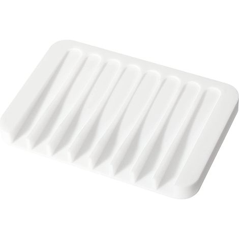 Porte-savon en silicone blanc, porte-savon solide pour douche de salle de bain, porte-savon pour évier de cuisine (1/5)