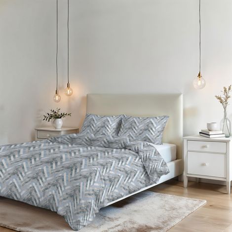 Parure de Housse de Couette sans Repassage - Ensemble Housse de Couette - Lit 2 Places, Microfibre - Housse 250x200 cm + Rabat et 2 taies d'oreiller 50x80 cm - GEO (1/5)