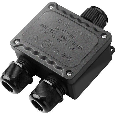 Boîte de dérivation étanche IP68 3 voies pour l'extérieur avec presse-étoupes M25 pour petit boîtier électrique noir de Ø4mm-Ø14mm de diamètre pour l'extérieur lumière jardin piscine (1/5)