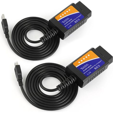 2-Pack Car Fault Detector – Reads and Clears Error Codes in 3 Minutes ELM327 USB V1.5 OBD2 Scanner with CD Manual OBDII Diagnostic Kit for All Vehicles (1/5)