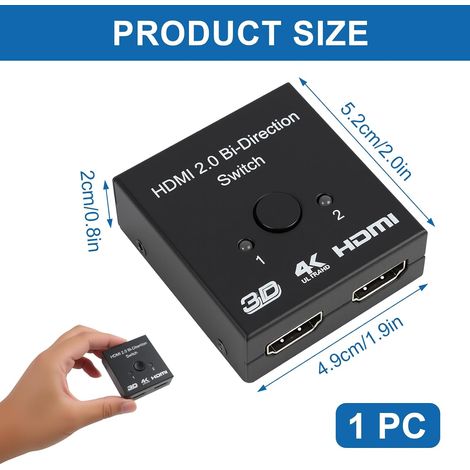 HDMI 2.1 8K Switch, 2-in-1 HDMI switch with 1 output/1 input and 2 outputs, supports 4K @ 120Hz, 8K @ 60Hz, HDR, 3D, Dolby for PS5, Xbox, HDTV, Blu-ray – Plug & Play, no cable included (1/5)
