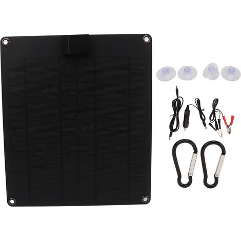 Kit panneau solaire 15W double sortie étanche monocristallin chargeur batterie pour voiture bateau caravane camping-car 5V 12V blanc (1/5)