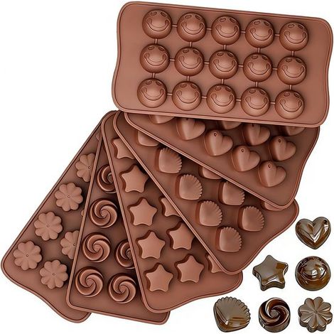 6 teiliges Silikonformen Set Silikon Pralinenformen 3D Pralinenformen Backformen Antihaftbeschichtung Backutensilien Schokoladenformen Silikon Ba (1/5)