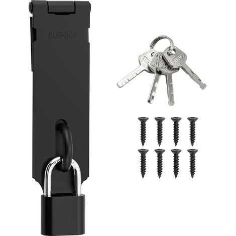 Verrou Porte Exterieur Loquet Porte avec Cadenas, 5 Pouces Noir Mat  Verrou Porte Coulissante en Acier Inoxydable Loquet Verrou Portail Serrure Volet Porte Interieure pour Fenêtre, Placard (1/5)