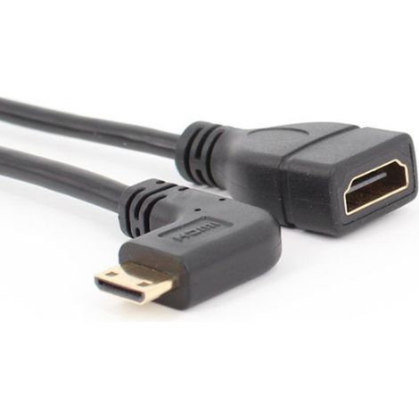 90° Angled Mini HDMI to HDMI Female Adapter Cable, 90° Angled High Definition HDMI-C Cable (1/5)