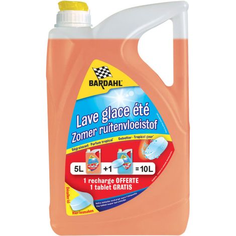 BARDAHL Lave-Glace Été 5L + Recharge – Anti-Insectes Dégraissant