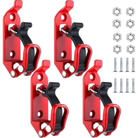 4-teiliges Bergschaufel-Set für Dachgepäckträger, Metall-Gummiklemmen, Wandhalterungen, Schnellverschluss-Axthalter-Montagesatz, rot