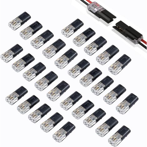 30 connettori elettrici impermeabili a 2 pin per cavi da 12 V, connettori rapidi per auto, adatti per cavi da 18-22 AWG, per illuminazione a LED ed elettronica automobilistica.