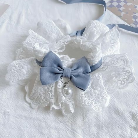 Cute Cat Bow Collar Breakaway Floral Aesthetic Cats Bowtie Collar Bow Tie with Bell for Indoor Cats Kitten and Small Dogs Puppies (Blue, S (4-7lbs)) (1/5)
