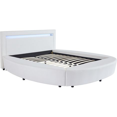 Letto matrimoniale con LED 160 x 200 cm in Similpelle Bianco - ABULIS