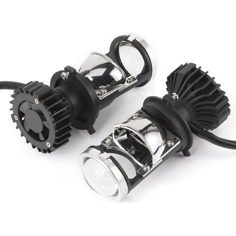 e phare Kit de conversion de phare Ampoule H4 Ampoule avec lentille de projecteur Ampoule de voiture étanche Ampoule de phare LED H4 Kit de conversion de feux de croisement IP65 2 pièces H4 LED ampou. (1/3)