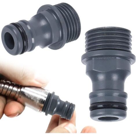 Lot de 2 raccords de tuyau d'arrosage - Raccord de tuyau d'arrosage - Raccord de tuyau G1/2 - Filetage extérieur pour robinet - Adaptateur de tuyau d'arrosage (1/5)
