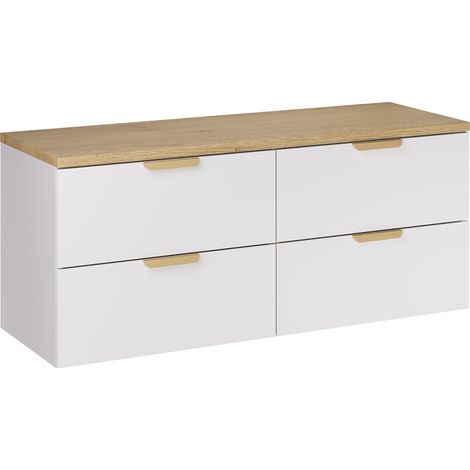 Meuble sous-vasque 120cm plan de toilette Oria Blanc mat