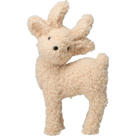 Renna in piedi in tessuto colore beige per decorazioni natalizie -32 cm (1/4)