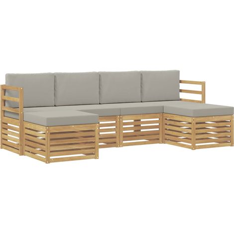 Sofa Sets 6 pcs White and Light Grey 245 x 122.5 x 73 cm vidaXL (1/5)