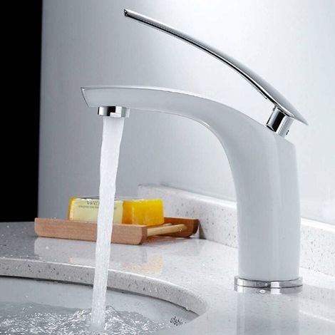Robinet Lavabo - Mitigeur Un Levier en Laiton Chromé - Pour Vasque Salle de Bain - Hauteur Modérée - Cartouche Céramique - 1 Pièce