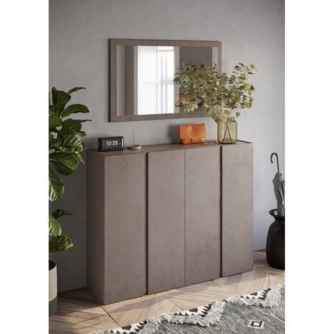 Möbelstück mit 4 Türen und 10 verstellbaren Regalen, Kollektion KEY, Farbe Braun und Eiche