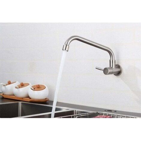 NALOOKAMIC Robinet Mural Eau Froide pour Cuisine, Mitigeur Evier Mural Brossé Anti-empreinte,Mousseur Démontable (1/3)