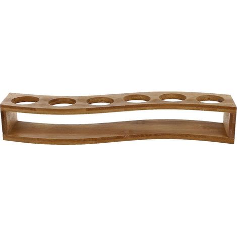 porte-verres à liqueur en bambou sûr et naturel avec 6 trous de rangement (beige) (1/4)