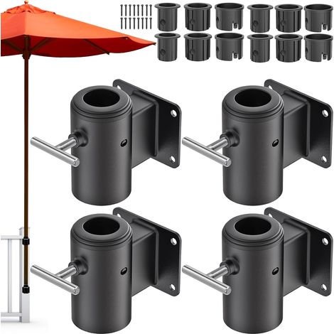 Pince Parasol Balcon Pied Parasols Fixe Terrasse 4pcs/Noir (1/5)