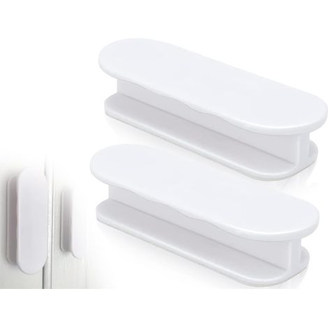 Lot de 2 poignées de porte de balcon, boutons de porte autocollants, poignées d'armoire en plastique blanc, poignées de meubles, poignées de porte patio, poignées extérieures d'armoire de balcon (1/5)