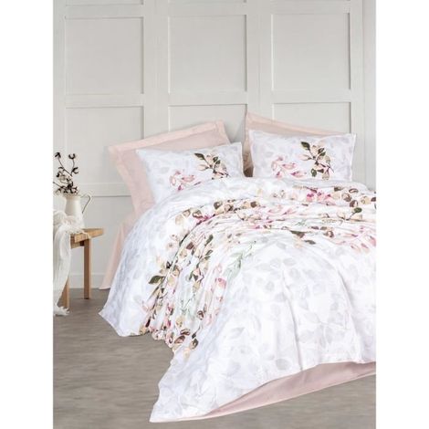 Parure de lit - 1 housse de couette 220 x 240 cm + 2 taies d'oreiller 60 x 60 cm - 100 % coton renforcé - Beige