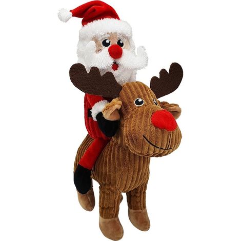 Nobby® Hunde Spielzeug Plüsch-Weihnachtsmann auf Elch 38 cm