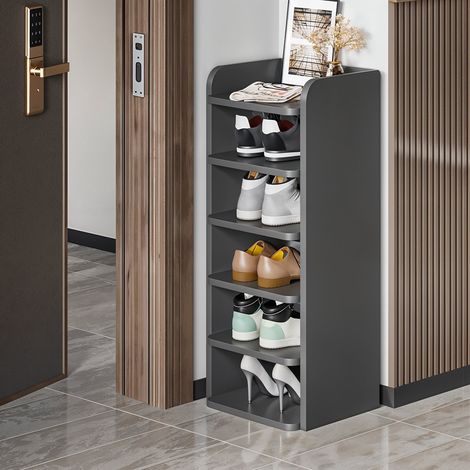 Black Six-layer Narrow Shoe Rack for Home Entrance 26cm W x 26cm D x 88cm H (1/5)
